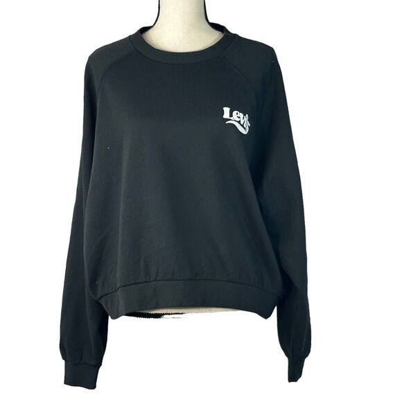 Levi's 2X-Large Sweatshirt Stretch Long Sleeve Black Logo Crew Neck Pullover New - Picture 1 of 13